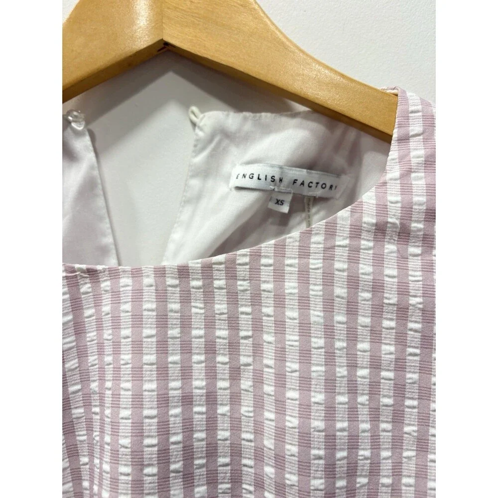 English Factory XS Purple Gingham Seersucker Top Maxi  Skirt 2 Piece Set